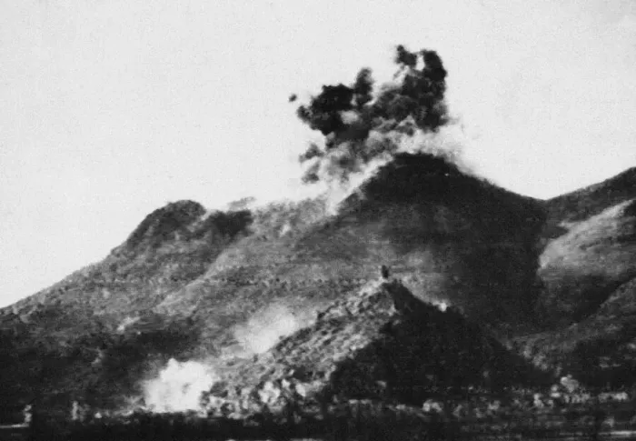 Framed Print : Monte Cassino monastery during bombing attack by Allied Flying Fortresses