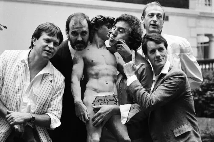 Framed Print : The Monty Python team (minus Eric Idle) back together again to promote the release of Framed Print : The Monty Python team (minus Eric Idle) back together again to promote the release of