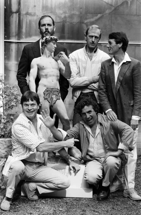 Framed Print : The Monty Python team (minus Eric Idle) back together again to promote the release of