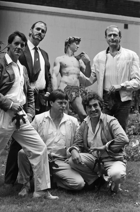 Framed Print : The Monty Python team (minus Eric Idle) back together again to promote the release of Framed Print : The Monty Python team (minus Eric Idle) back together again to promote the release of