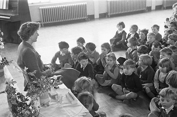 Morning assembly at South Mead School, Southfield, Wimbledon. 14th January 1954