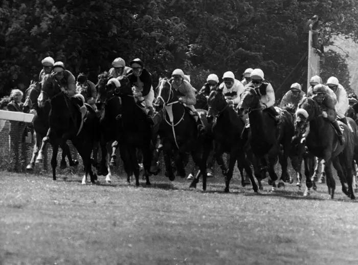 Framed Print : Morston with jockey Eddie Hide leads and goes on to win the Derby at Epsom - June 1973