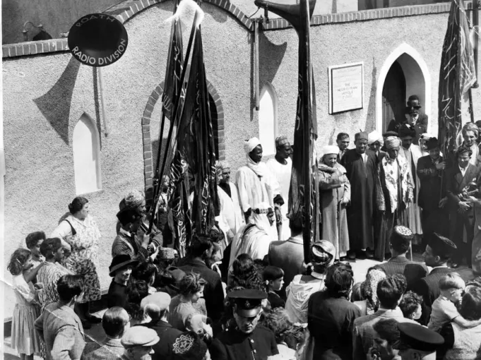 Framed Print : The Moslem Union held an All World Moslem Conference in Cardiff at the Mosque in Peel Framed Print : The Moslem Union held an All World Moslem Conference in Cardiff at the Mosque in Peel