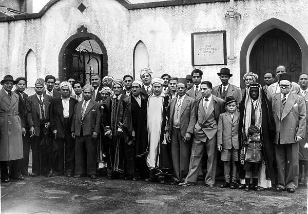 Moslems in Cardiff gathered at the Noor-ul-Islam mosque, Peel Street