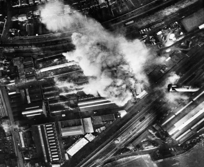 Framed Print : Mosquito bombers attack the Stork Engineering and Diesel Works at Rengelo, Holland
