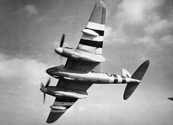 Mosquito MK XVIII plane of RAF Fighter Command in flight during the Second World War