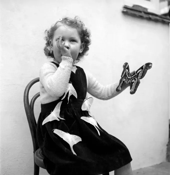 Framed Print : Moth girl: Miss Rivers seen here with moths. January 1957 A10