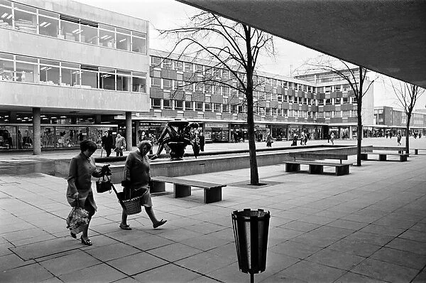 The Mother & Child Statue in Basildon Town Centre, Essex. 2nd April 1969