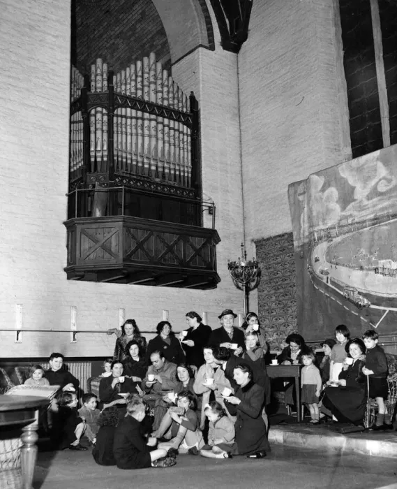 Framed Print : Mothers and fathers at the Welcome Club with their children Framed Print : Mothers and fathers at the Welcome Club with their children