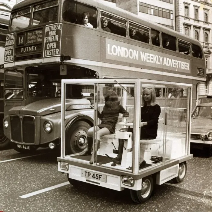Framed Print : See Through Motor Car - April 1968 Experimental glass car seen here on the streets
