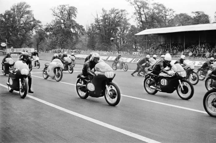 Framed Print : Motor Cycle Racing at oulton Park. Bikes ready at the start of the race Framed Print : Motor Cycle Racing at oulton Park. Bikes ready at the start of the race