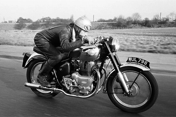 A motor cyclist at speed on a section of the Sidcup by-pass, Kent