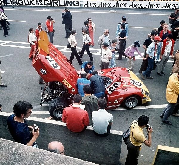 Motor Racing Le Mans 1970 Mechanics working on the car