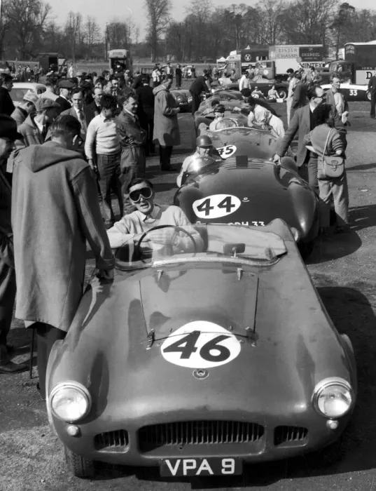 Framed Print : Motor racing at Oulton Park. Competitors line up prior to the start of the British Framed Print : Motor racing at Oulton Park. Competitors line up prior to the start of the British