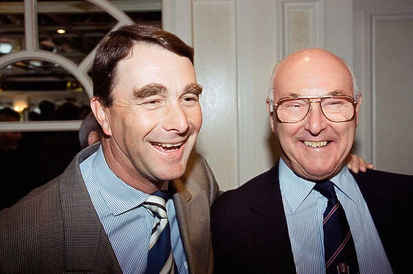 Motoracing driver Nigel Mansell with commentator Murray Walker at the Variety Club Awards