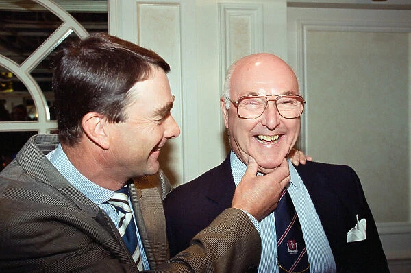Motoracing driver Nigel Mansell with commentator Murray Walker at the Variety Club Awards