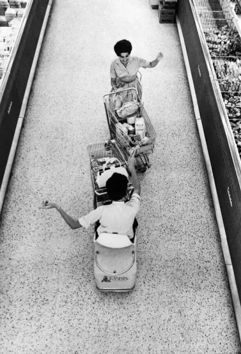 Framed Print : Motorised Shopping Basket September 1961 The world Framed Print : Motorised Shopping Basket September 1961 The world