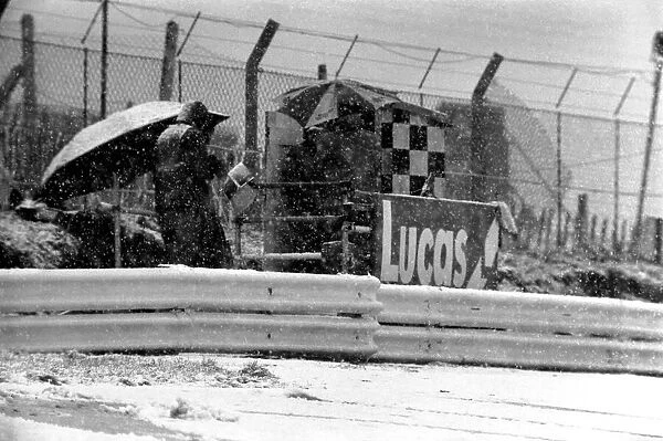 Motorsport: Weather: Brands Hatch. A snow storm hit Brands Hatch today just as the motor