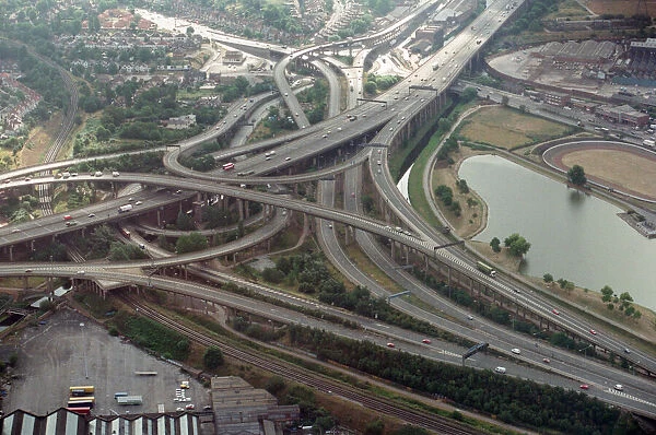 Motorway traffic from the BRMB plane. Gravelly Hill Interchange