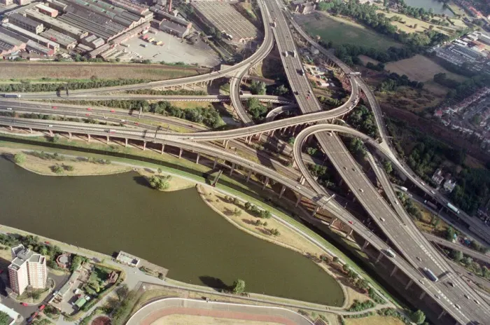 Framed Print : Motorway traffic from the BRMB plane. Gravelly Hill Interchange Framed Print : Motorway traffic from the BRMB plane. Gravelly Hill Interchange