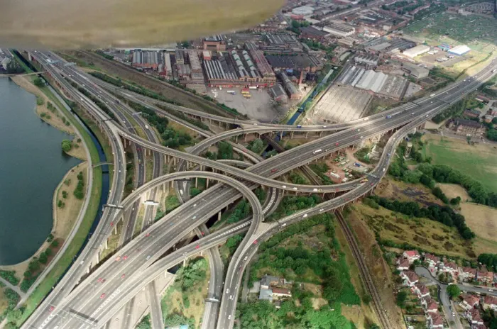 Framed Print : Motorway traffic from the BRMB plane. Gravelly Hill Interchange Framed Print : Motorway traffic from the BRMB plane. Gravelly Hill Interchange
