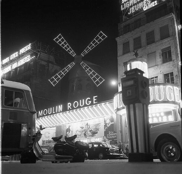 Moulin Rouge at night Paris May 1960