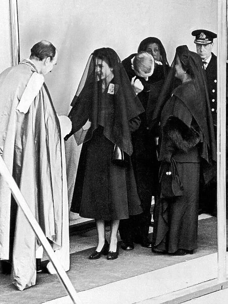 In mourning, the Queen at the funeral of her father, King George VI, in 1952