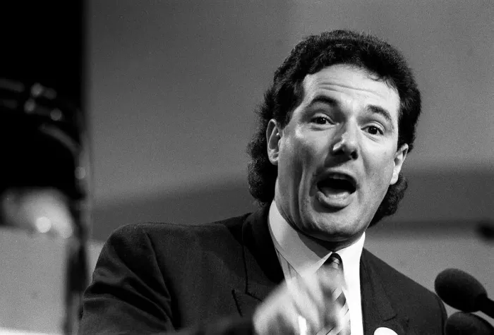 Framed Print : MP Derek Hatton speaking at a Labour party conference. October 1985 Framed Print : MP Derek Hatton speaking at a Labour party conference. October 1985