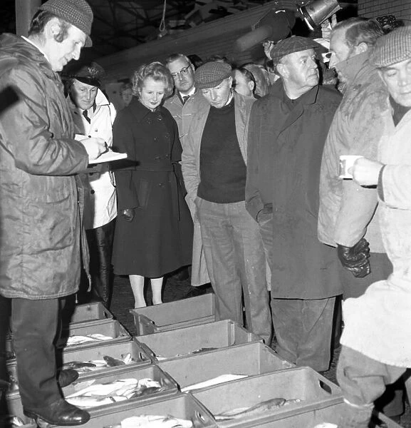 MP Margaret Thatcher visits Bristol fish market, 23 Feb 1976