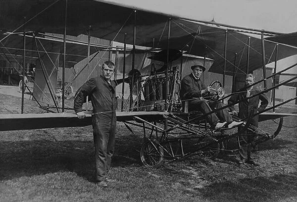 Mr Arthur George (Arthur E George) is seen at the controls of his homemade 80hp biplane
