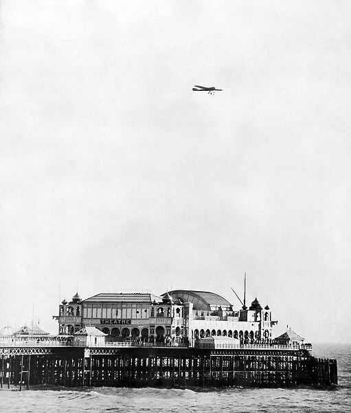 Mr Barnwell seen here over flying the pier at Brighton at the end of the first leg of