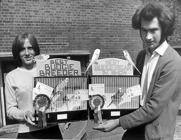 Mr Barrie Smith and his wife Sandra(Left) with their winning birds in the Rugby Bird Show