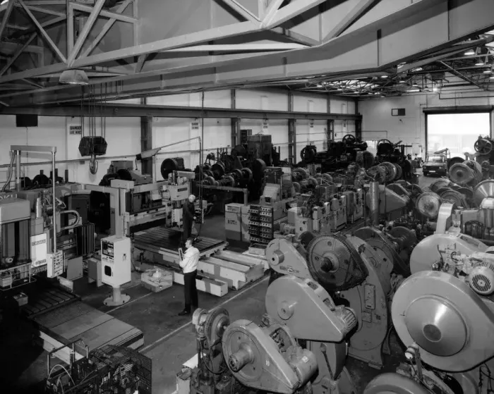 Framed Print : Mr Chris Cluley at work in the new warehouse of Parkes Machine Tools Ltd in Wyrley Road Framed Print : Mr Chris Cluley at work in the new warehouse of Parkes Machine Tools Ltd in Wyrley Road