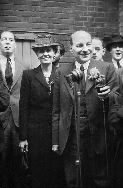 Mr Clement Attlee after Labours election victory of July 1945 seen here with his wife