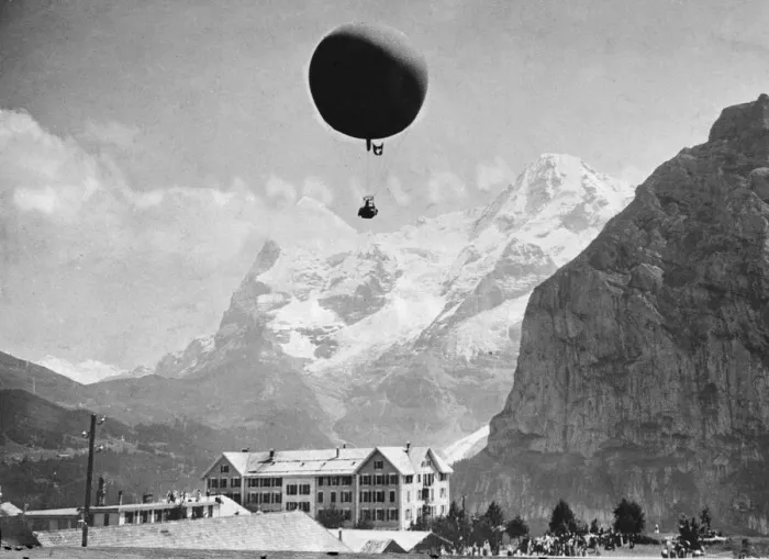 Framed Print : Mr. Console, a Daily Mirror staff photographer flew across the Alps in a balloon in Framed Print : Mr. Console, a Daily Mirror staff photographer flew across the Alps in a balloon in