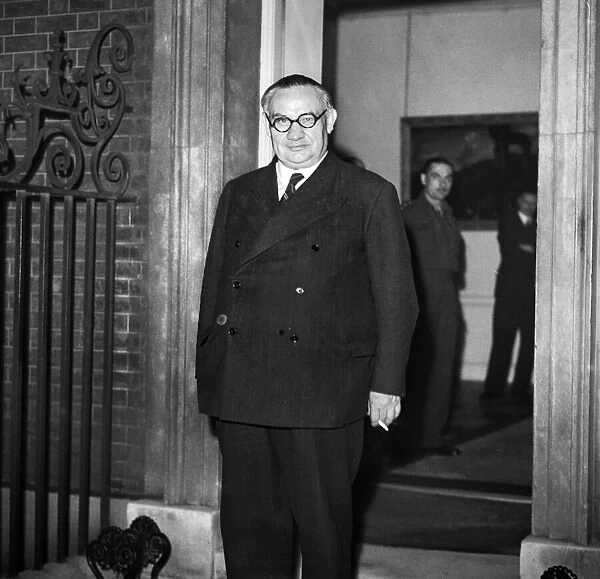 Mr Ernest Bevan the Foreign Secretary seen here leaving 10 Downing Street following