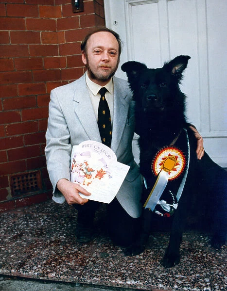 Mr Gary Hinson with his dog Paddy who plays the dog bought by Jack Duckworth for his wife