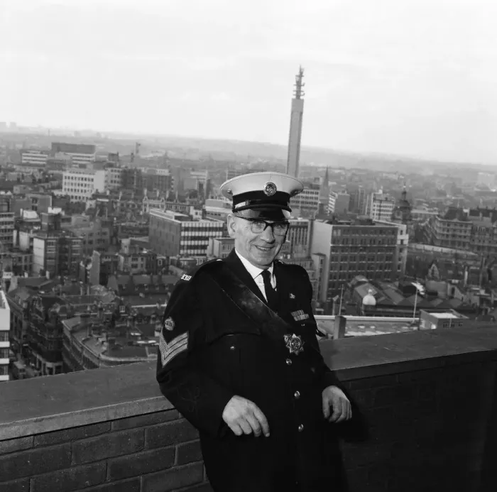 Framed Print : Mr Herron, who is the caretaker of the Rotunda building, Birmingham, West Midlands Framed Print : Mr Herron, who is the caretaker of the Rotunda building, Birmingham, West Midlands