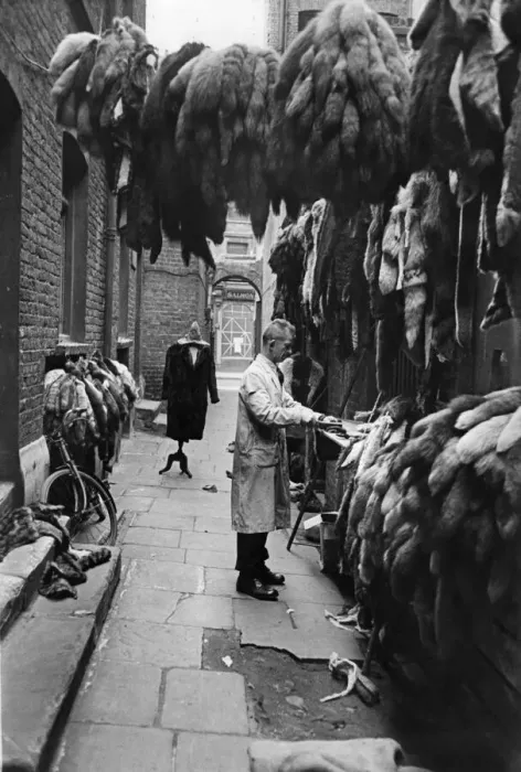 Framed Print : Mr Mark Sellingcourt has been selling furs in the Barbican Court EC1 for 15 years Framed Print : Mr Mark Sellingcourt has been selling furs in the Barbican Court EC1 for 15 years