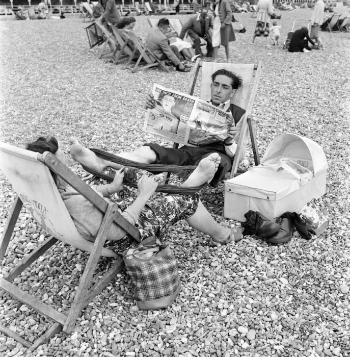 Framed Print : Mr and Mrs. C. Clulow - at Brighton. Family on the beach at Brighton with their pet dog