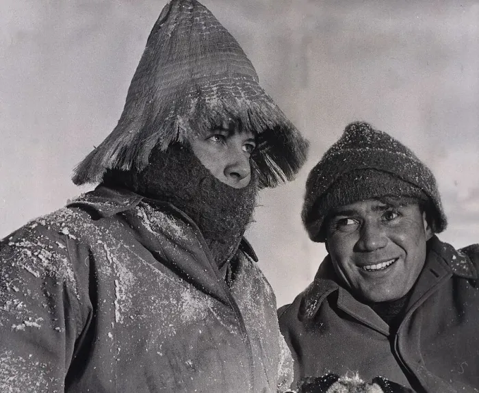 Framed Print : Mr & Mrs Feilding wearing a tibetian like outfit straw hat in the snow Framed Print : Mr & Mrs Feilding wearing a tibetian like outfit straw hat in the snow