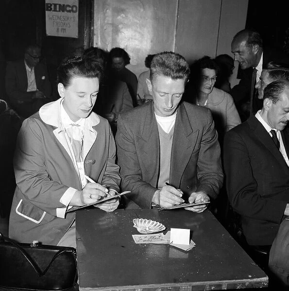 Mr and Mrs Gibson enjoy a night out at the bingo in Leigh on Sea. 9th August 1961