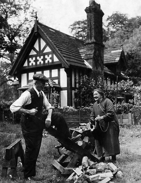 Mr. and Mrs. Green outside Swiss Cottage, Tittensor, Staffordshire