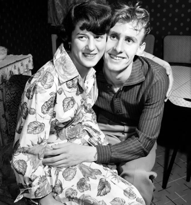 Framed Print : Mr. and Mrs. Health seen here at home discussing how he proposed marriage to her