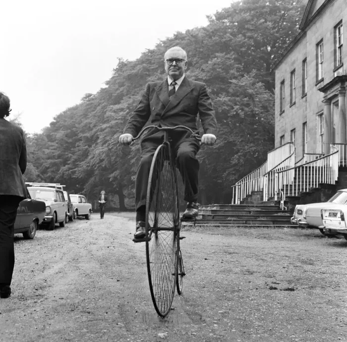 Framed Print : Mr Philip Yorke takes a trip around the grounds of his house on a Penny Farthing Framed Print : Mr Philip Yorke takes a trip around the grounds of his house on a Penny Farthing