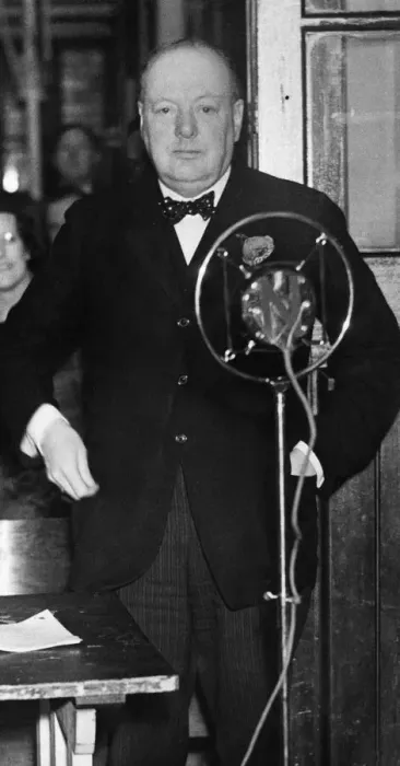 Framed Print : Mr Winston Churchill seen here at the Dingle Lane School addressing a meeting in support