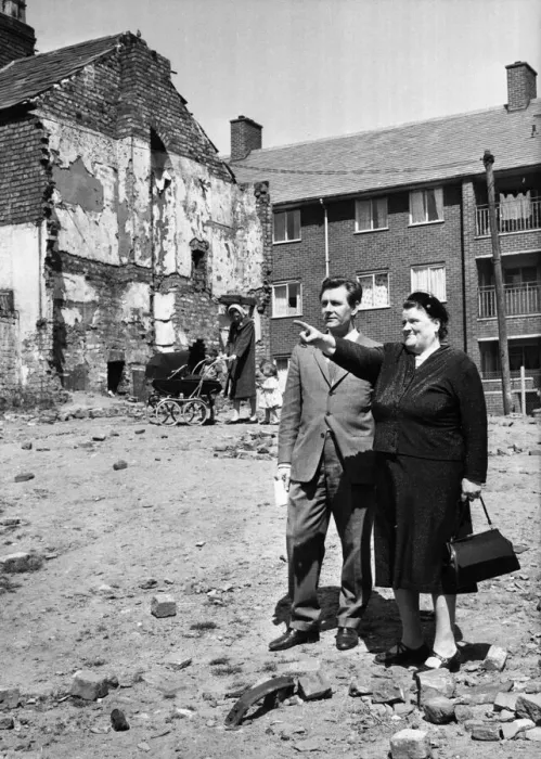 Framed Print : Mrs Bessie Braddock MP Seen here visiting one of the slum areas in Liverpool Framed Print : Mrs Bessie Braddock MP Seen here visiting one of the slum areas in Liverpool