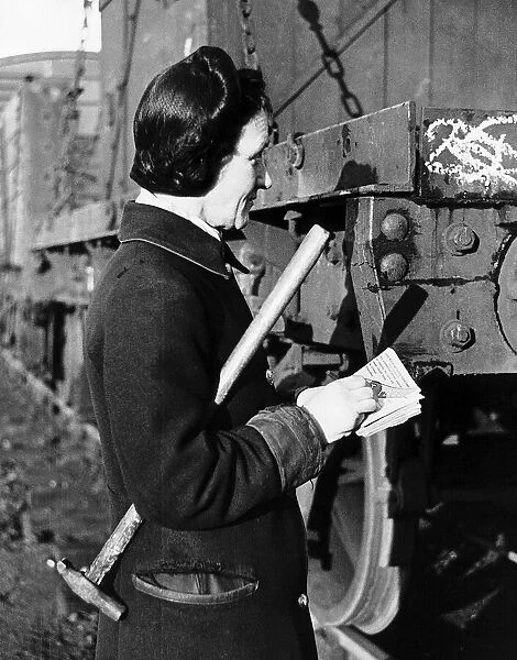 Mrs Christina Axworthy the first woman wagon examiner on the railway