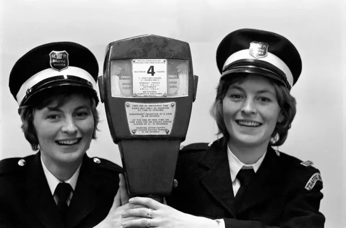 Framed Print : Mrs. Edwina Roberts and sister Mrs. Louise Lancefield both traffic wardens in Chelsea Framed Print : Mrs. Edwina Roberts and sister Mrs. Louise Lancefield both traffic wardens in Chelsea