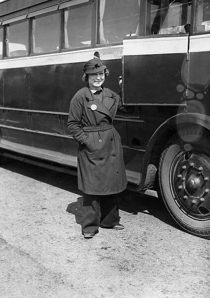 Mrs Hilda Crew, of Pontllanfraith, said to be the first female bus-driver in